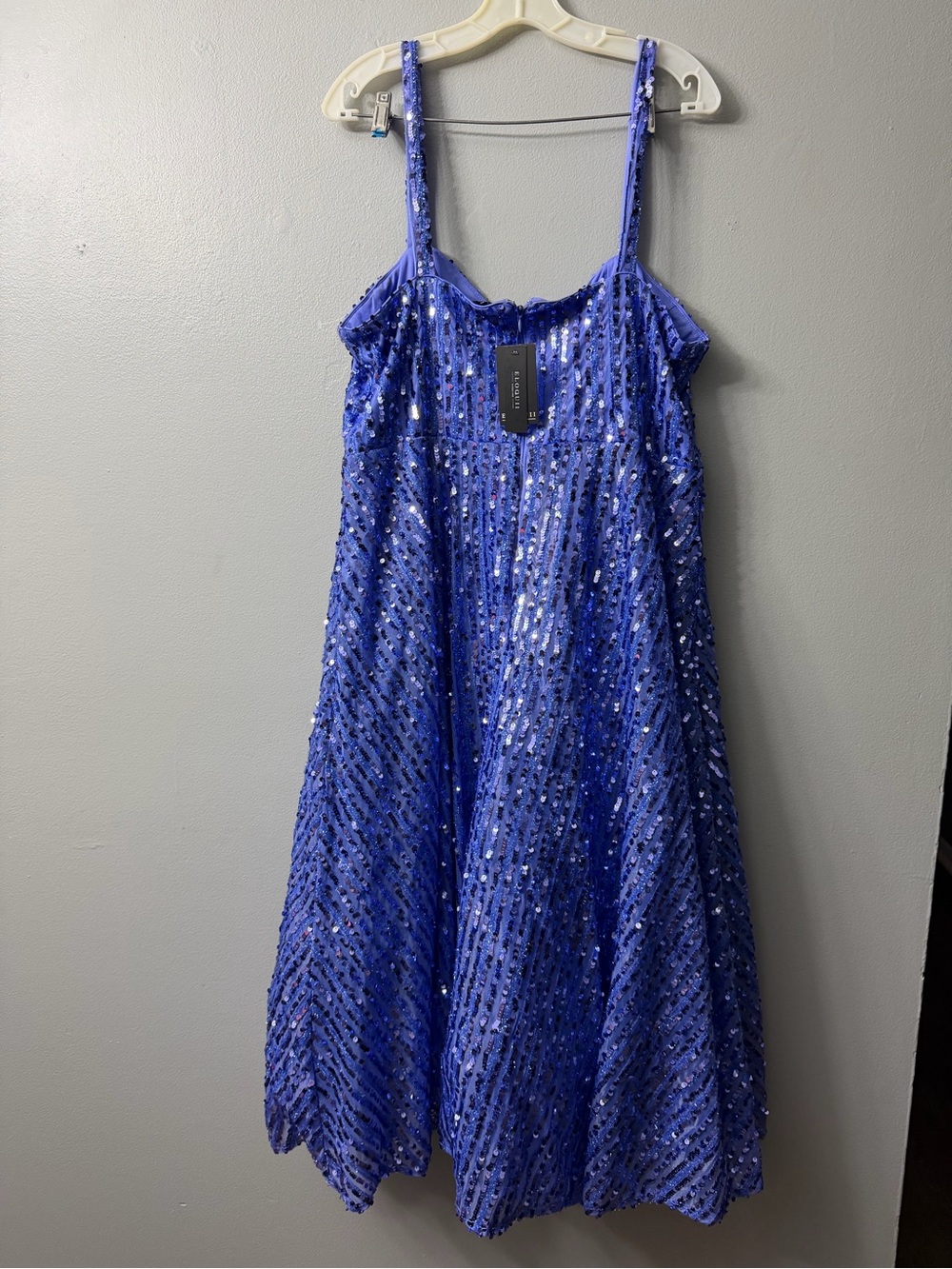 Eloquii Bustier Flare Sequin Dress Purple Sequin Midi Dress - Women 18 NWT - Picture 6 of 9